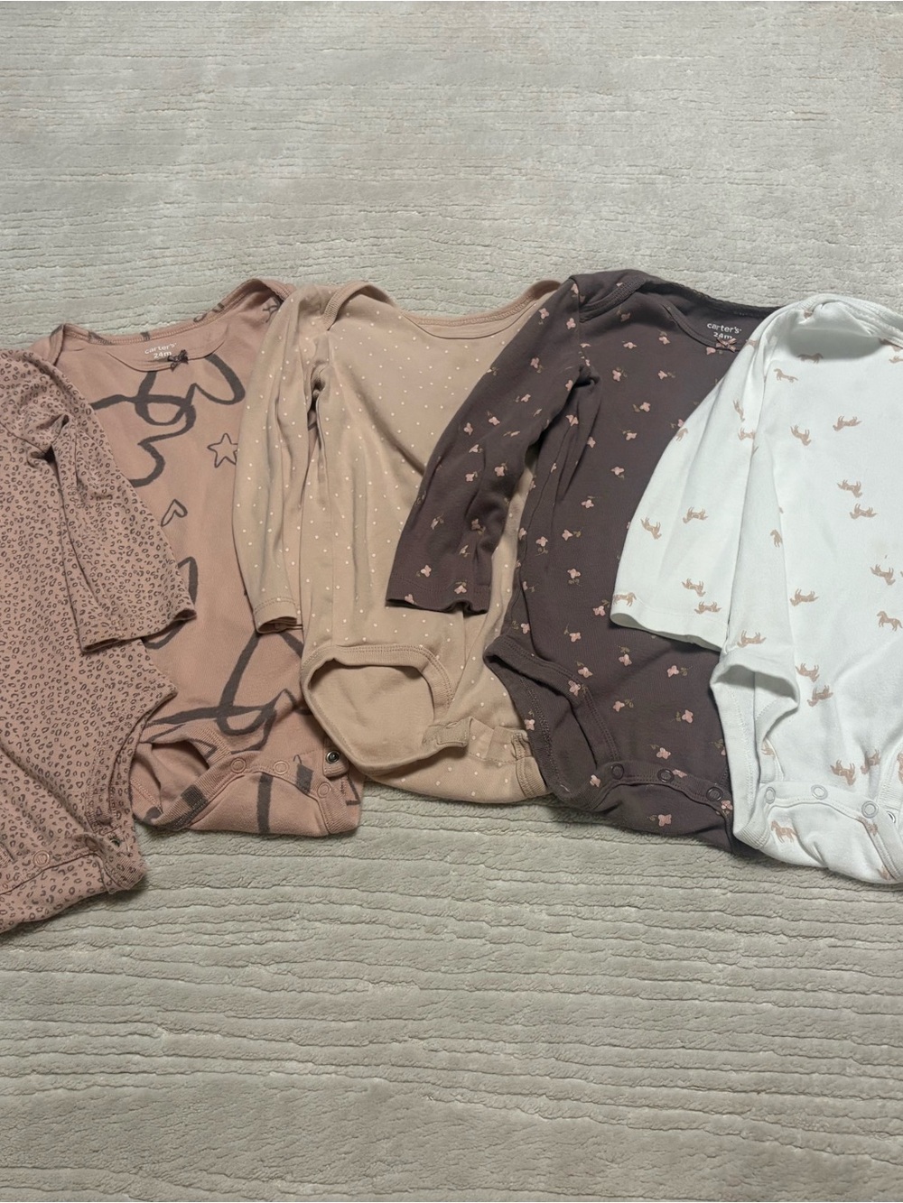 Carter's Neutral & Dusty Pink Long-Sleeve Bodysuit Set